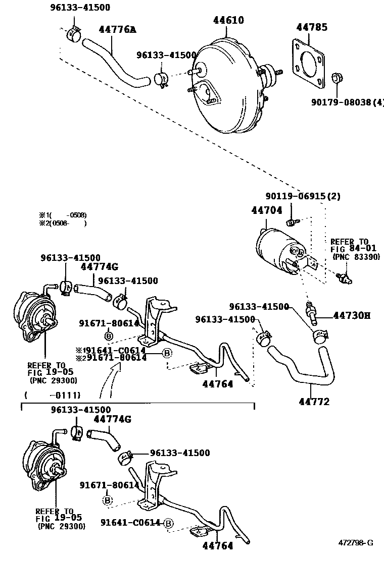 Toyota YARIS 制动助力器和真空管 EPC diagram — 472798G