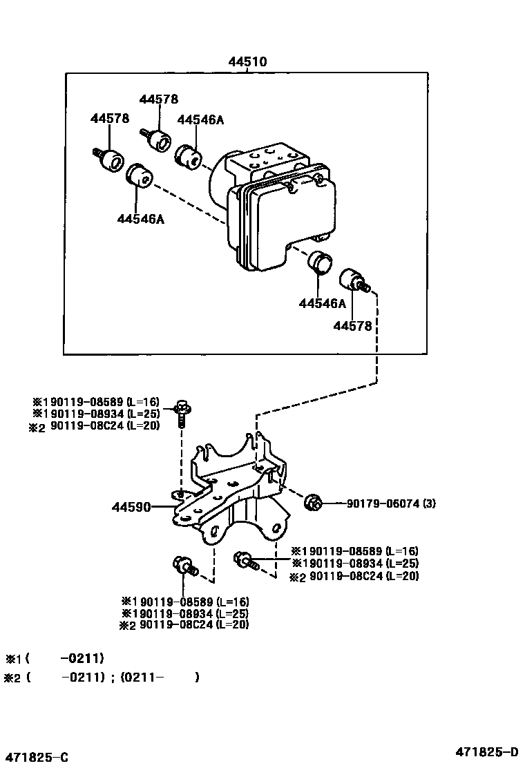 Toyota YARIS 制动配管和卡箍 EPC diagram — 471825D