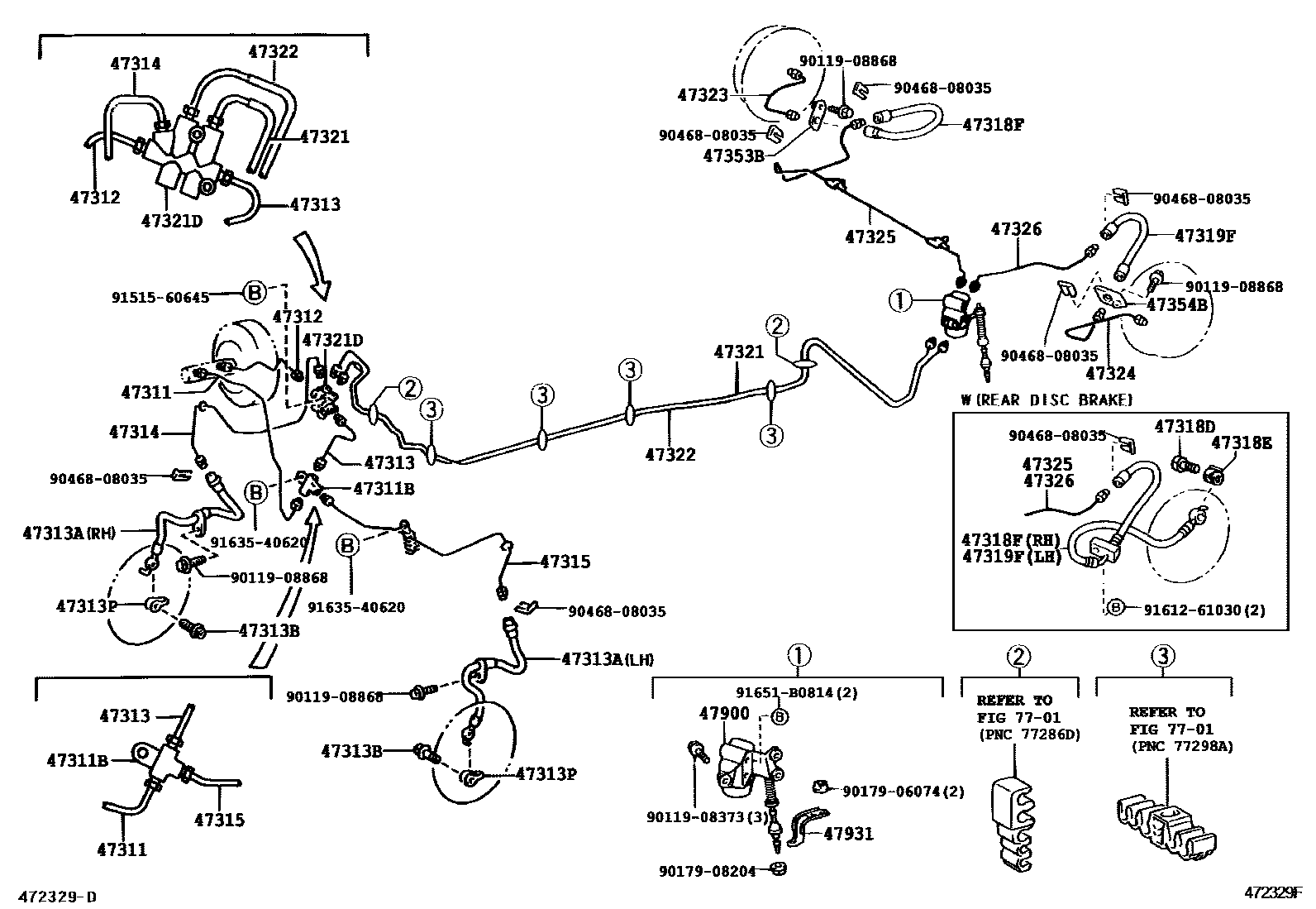 Toyota YARIS 制动配管和卡箍 EPC diagram — 472329F