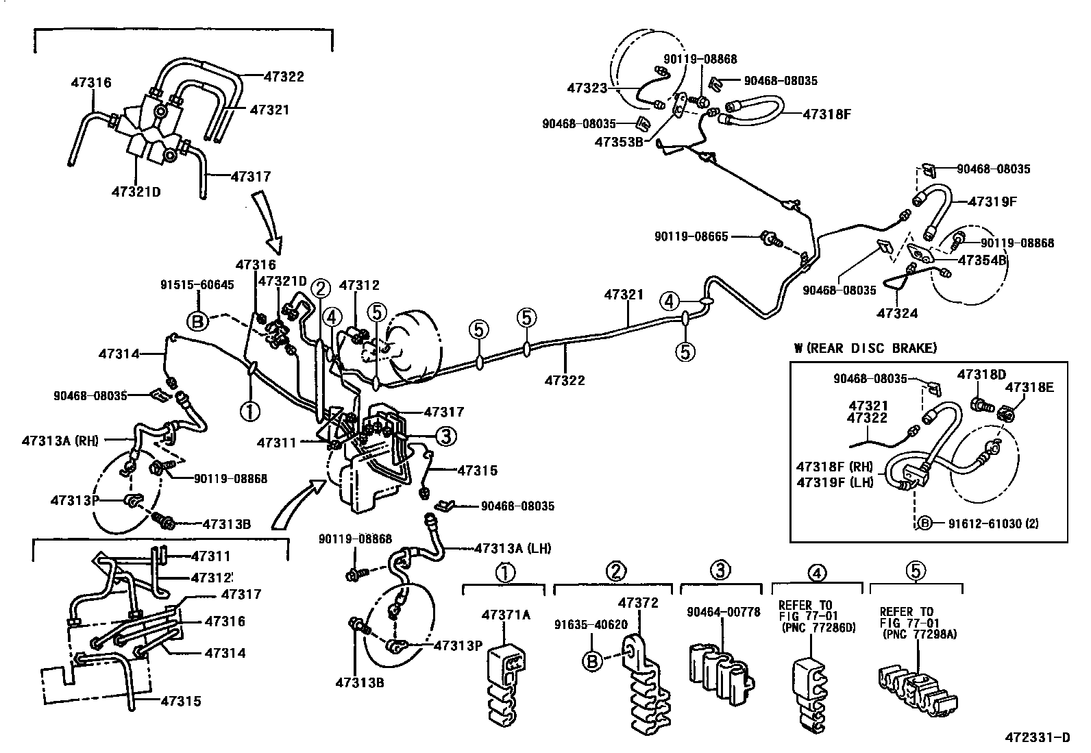 Toyota YARIS 制动配管和卡箍 EPC diagram — 472331D