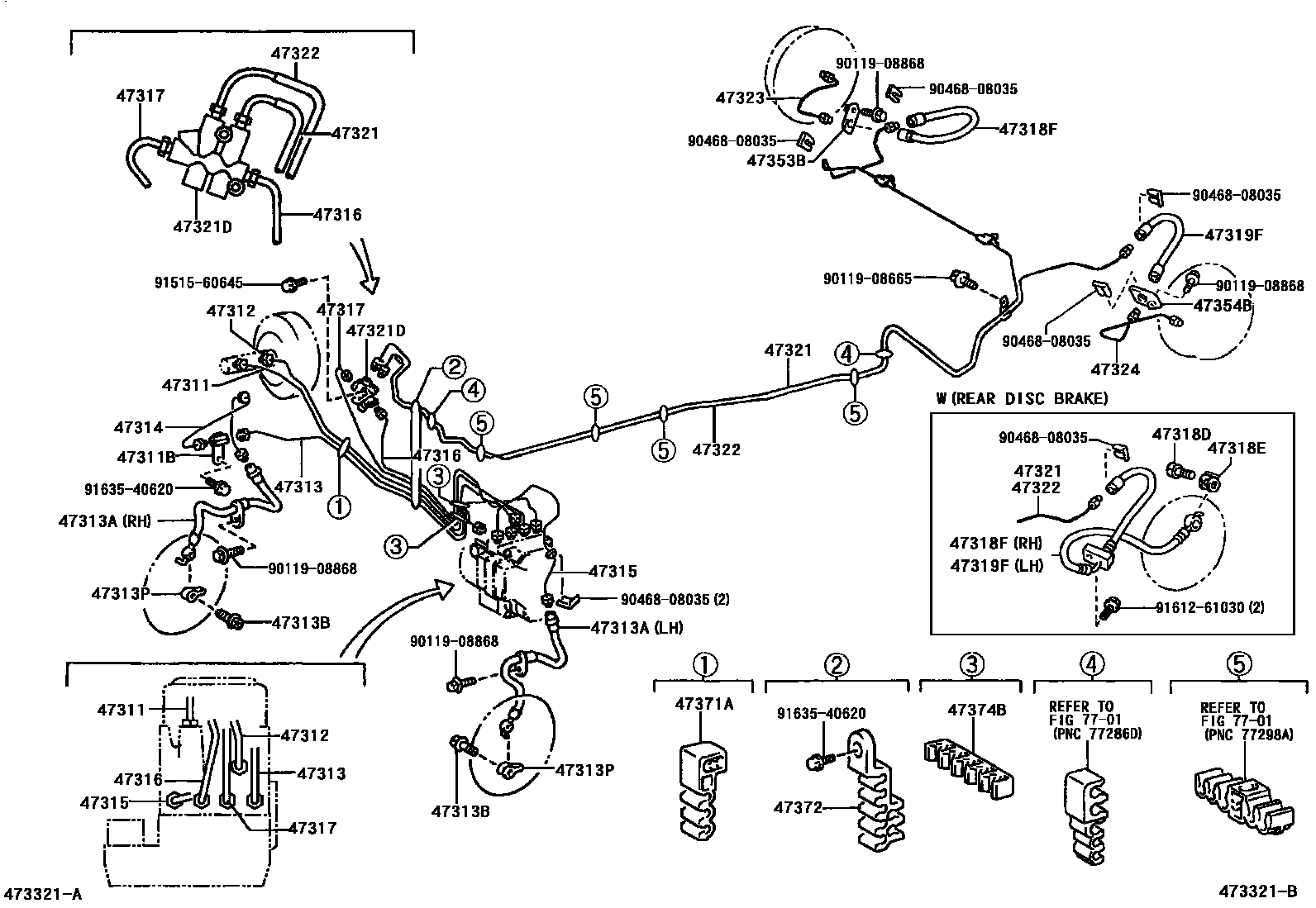Toyota YARIS 制动配管和卡箍 EPC diagram — 473321B