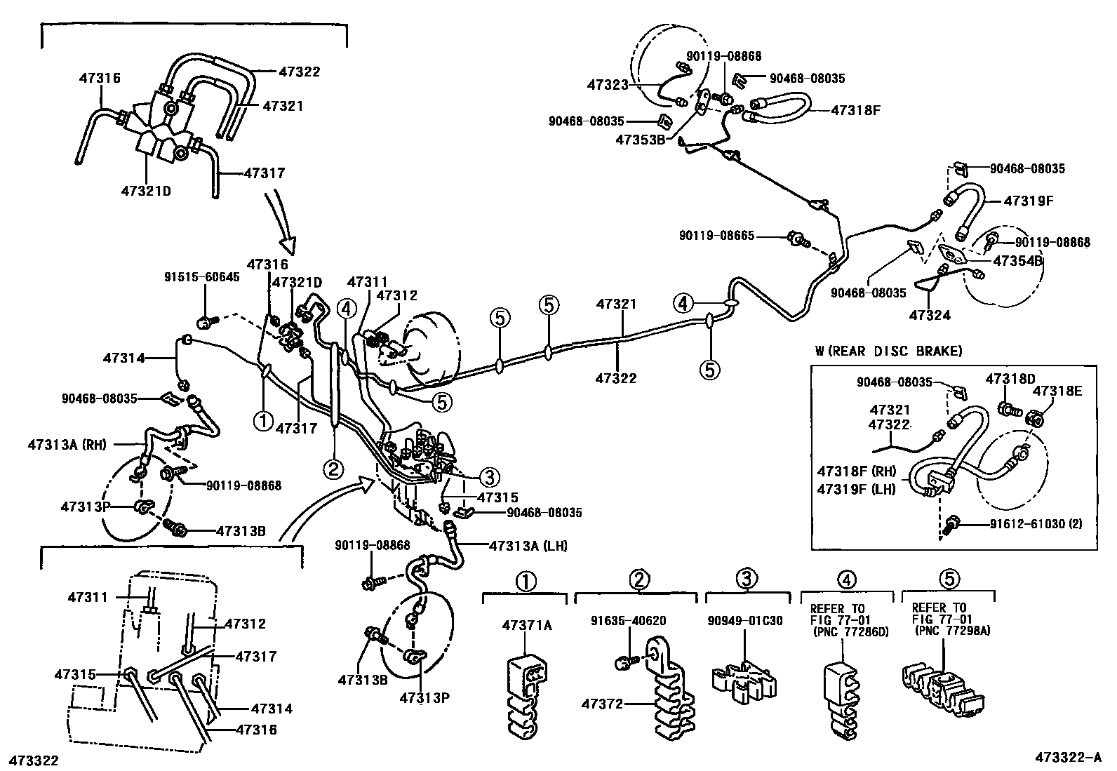 Toyota YARIS 制动配管和卡箍 EPC diagram — 473322A