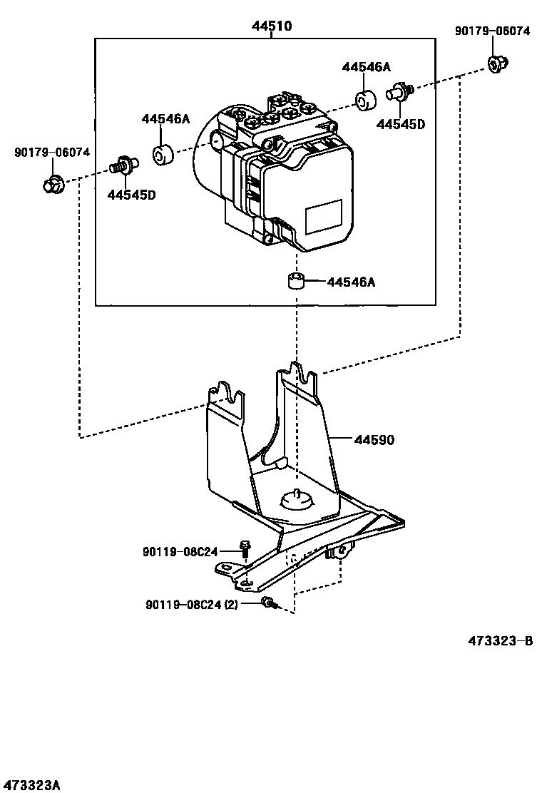 Toyota YARIS 制动配管和卡箍 EPC diagram — 473323B