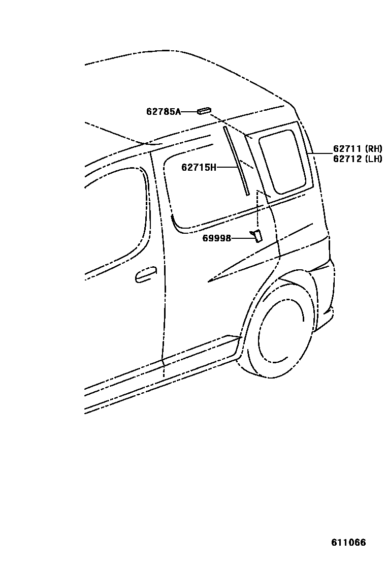 Toyota YARIS 角窗 EPC diagram — 611066