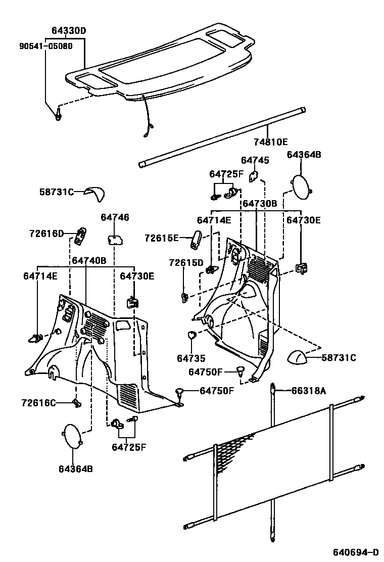 Toyota YARIS 底板和底板装饰罩 EPC diagram — 640694D