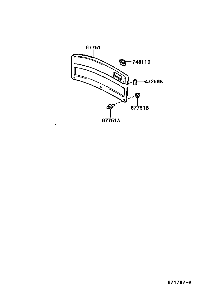 Toyota YARIS 背门板和背门玻璃 EPC diagram — 671767A