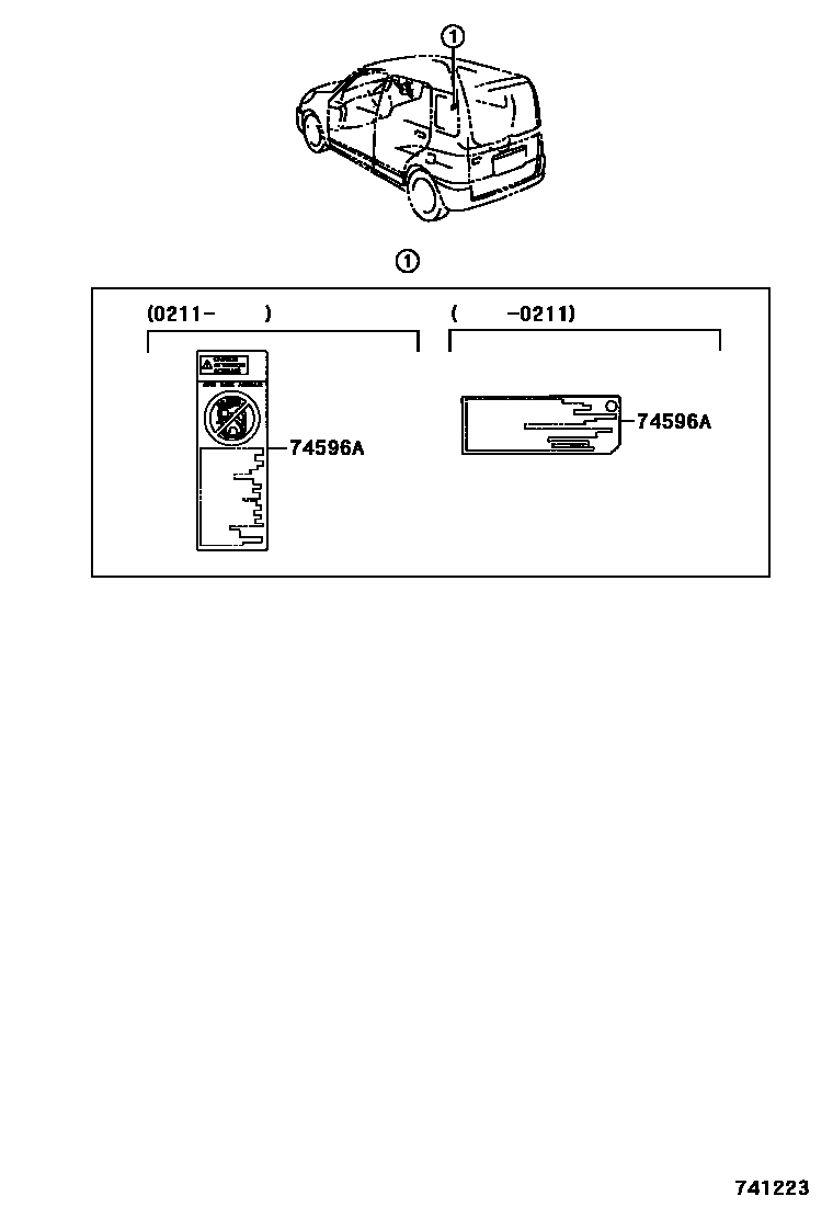 Toyota YARIS 警示铭牌(车外和车内) EPC diagram — 741223
