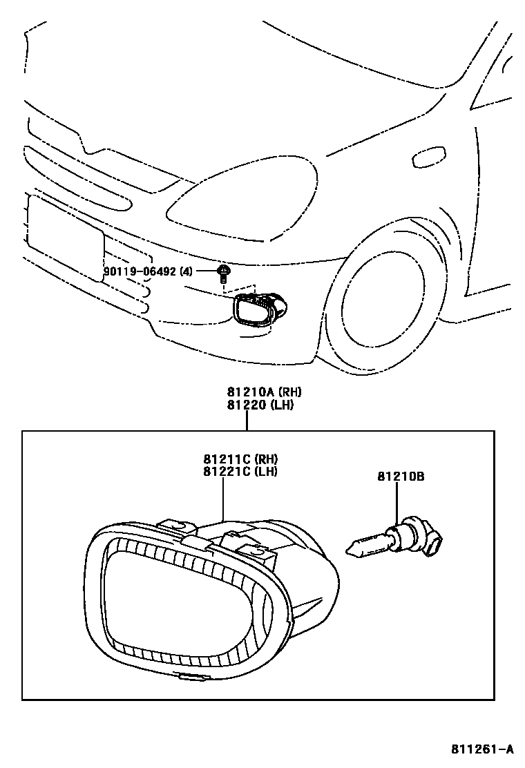 Toyota YARIS Fog Lamp EPC diagram — 811261A
