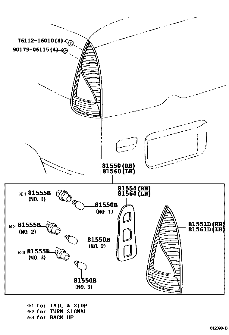 Toyota YARIS 后组合灯 EPC diagram — 812398B