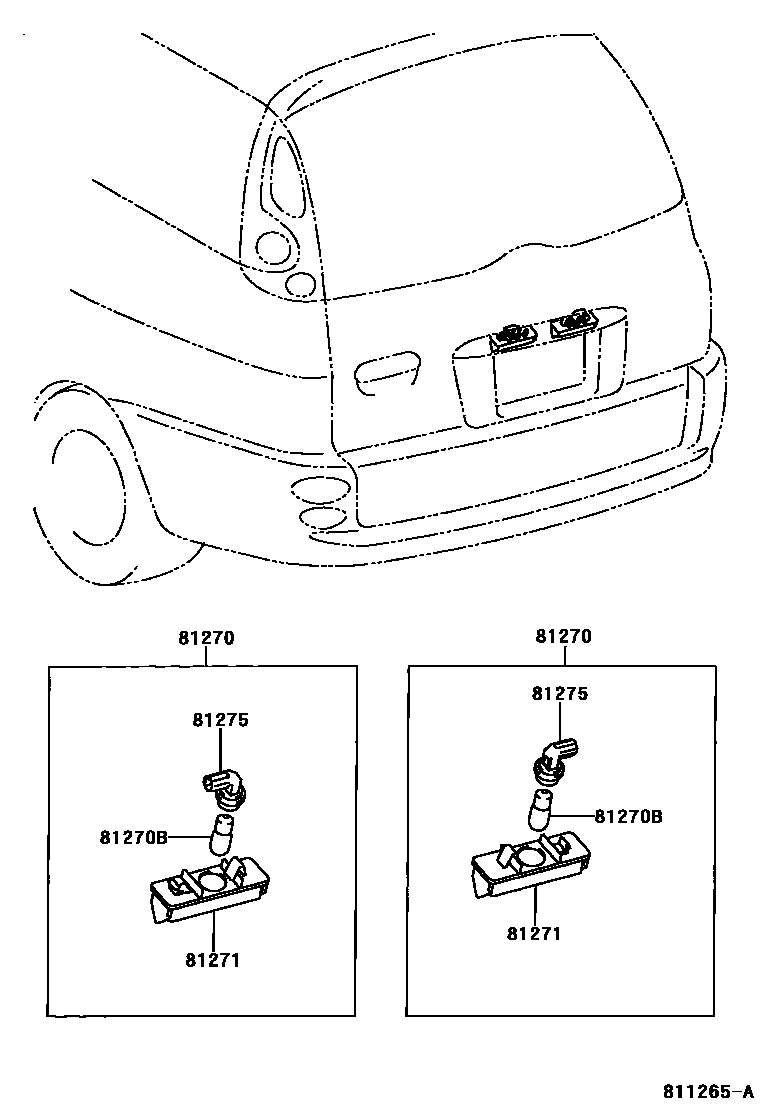 Toyota YARIS 后牌照灯 EPC diagram — 811265A