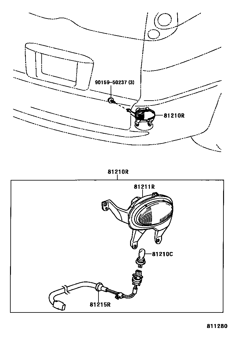 Toyota YARIS 后雾灯 EPC diagram — 811280
