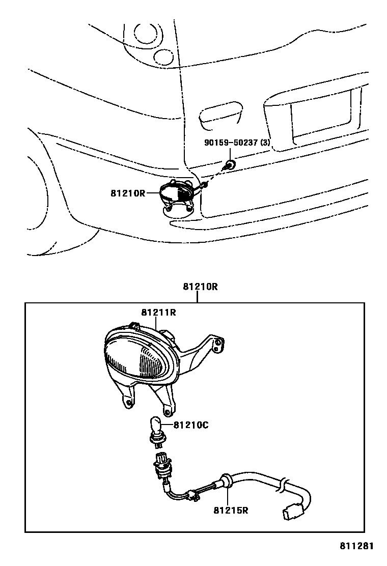 Toyota YARIS 后雾灯 EPC diagram — 811281