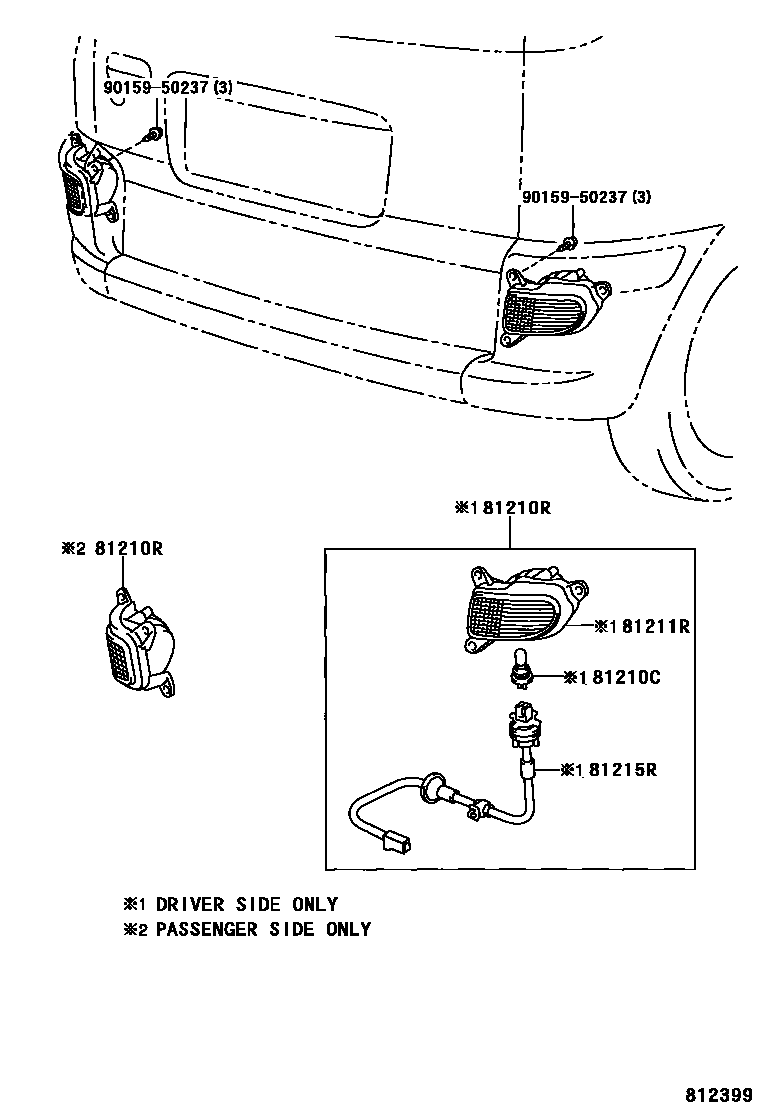 Toyota YARIS 后雾灯 EPC diagram — 812399