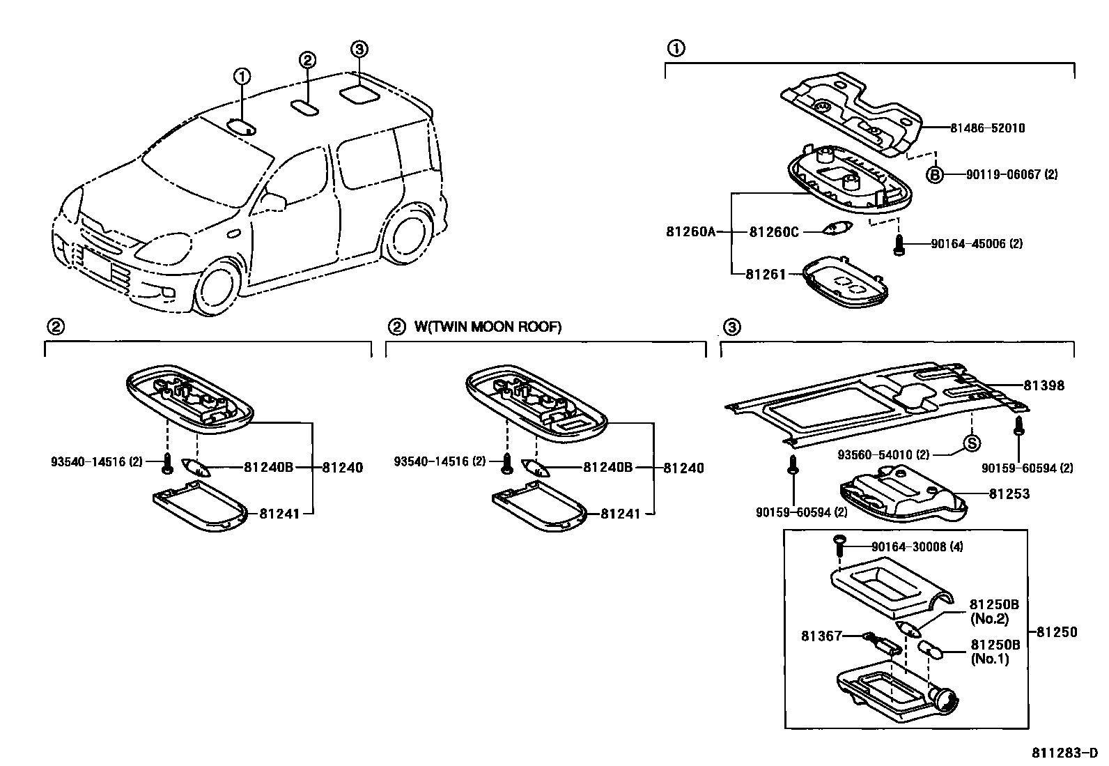 Toyota YARIS 车内灯 EPC diagram — 811283D