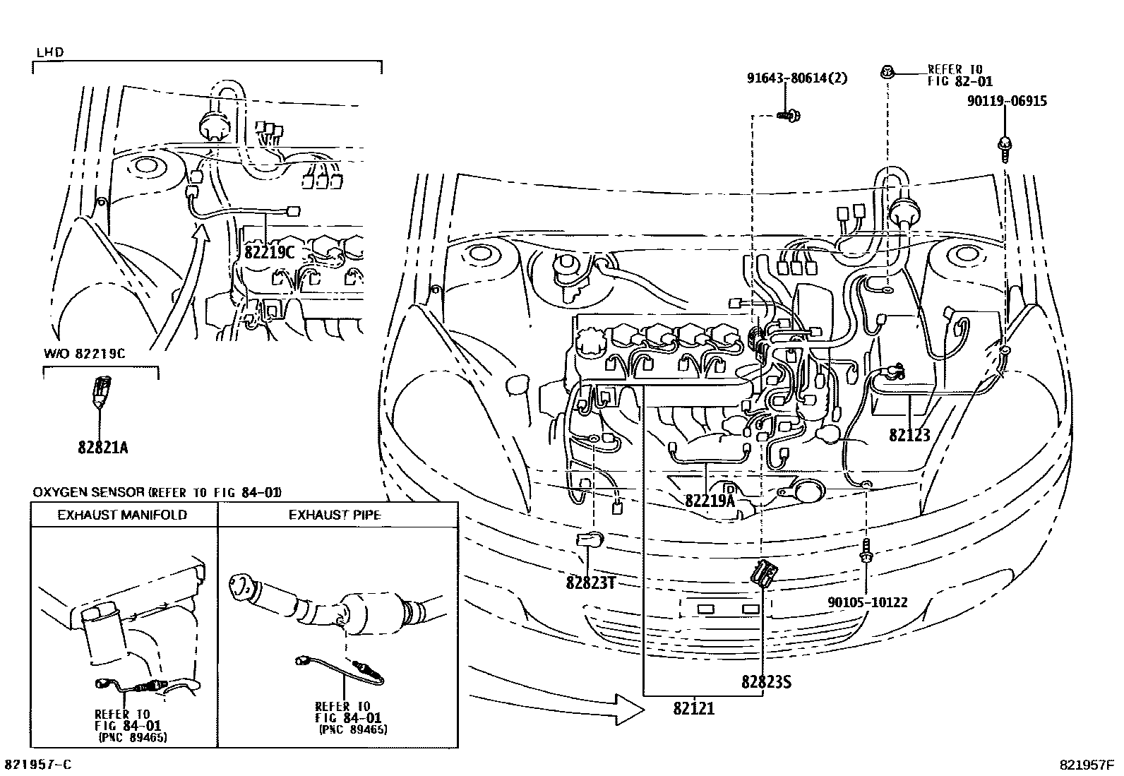 Toyota YARIS 线束和卡夹 EPC diagram — 821957F