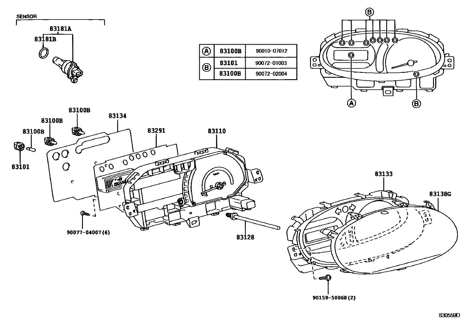Toyota YARIS 仪表 EPC diagram — 830559D