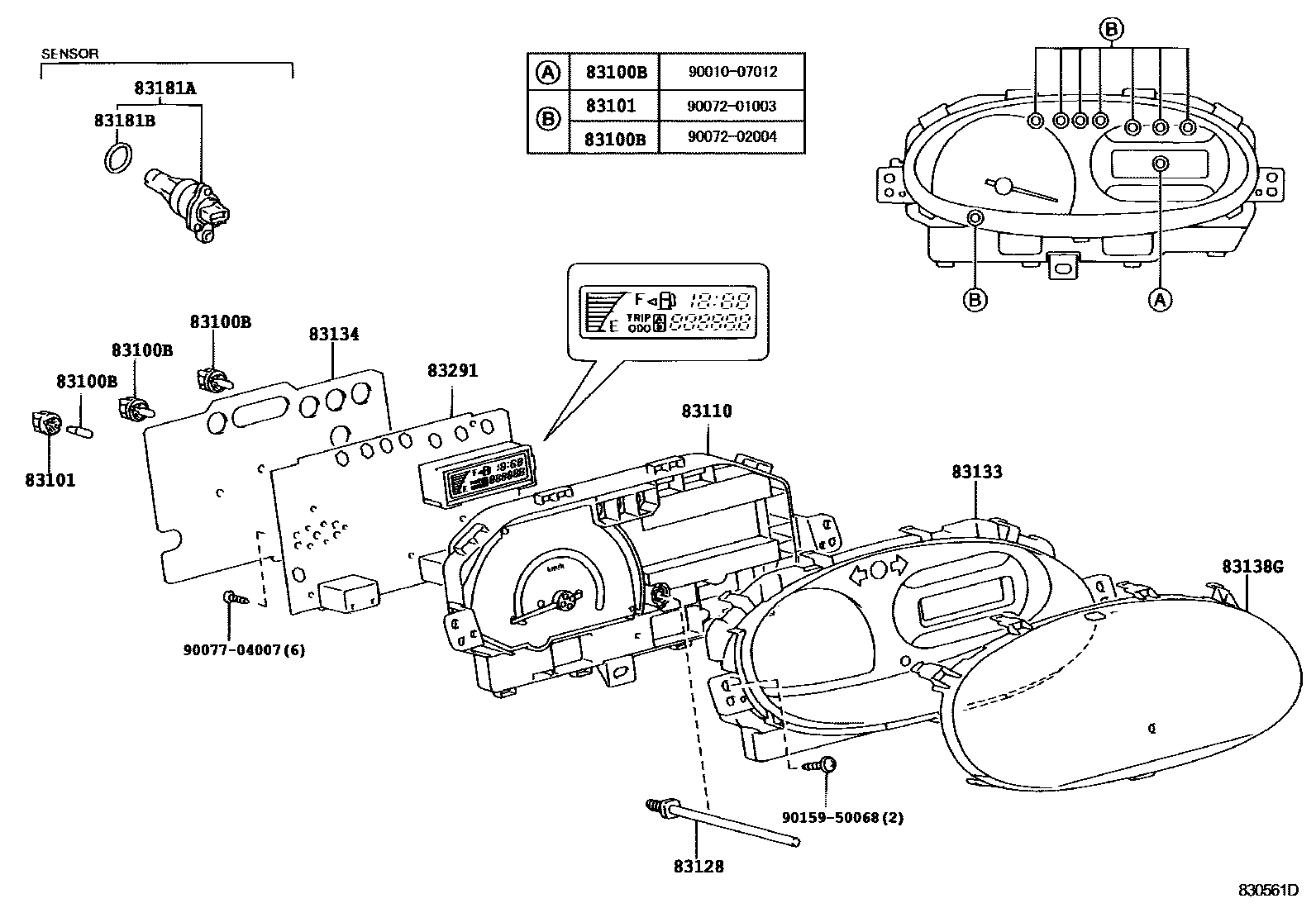 Toyota YARIS 仪表 EPC diagram — 830561D