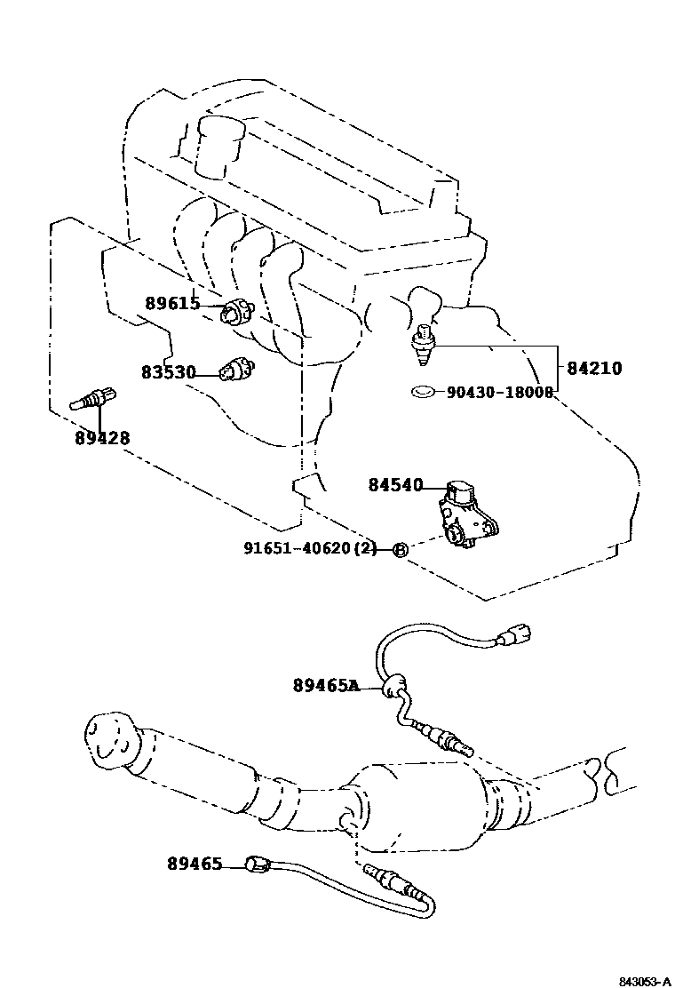 Toyota YARIS 开关和继电器和ECU EPC diagram — 843053A