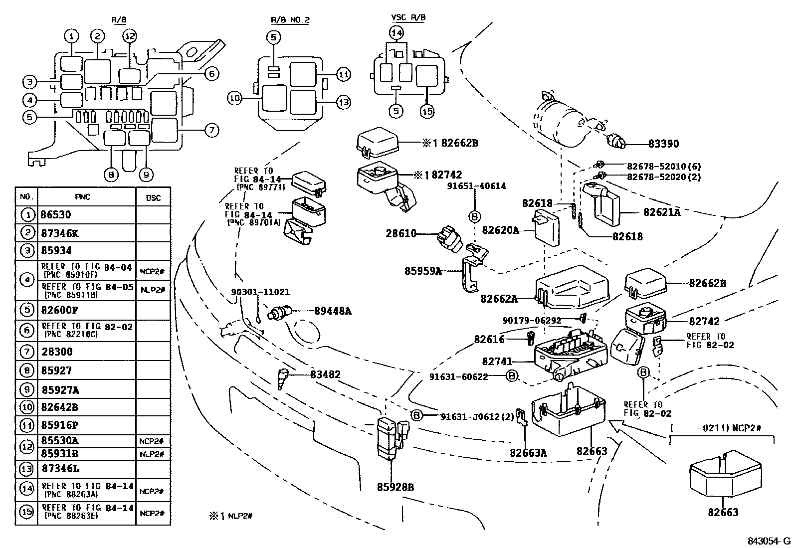 Toyota YARIS 开关和继电器和ECU EPC diagram — 843054G