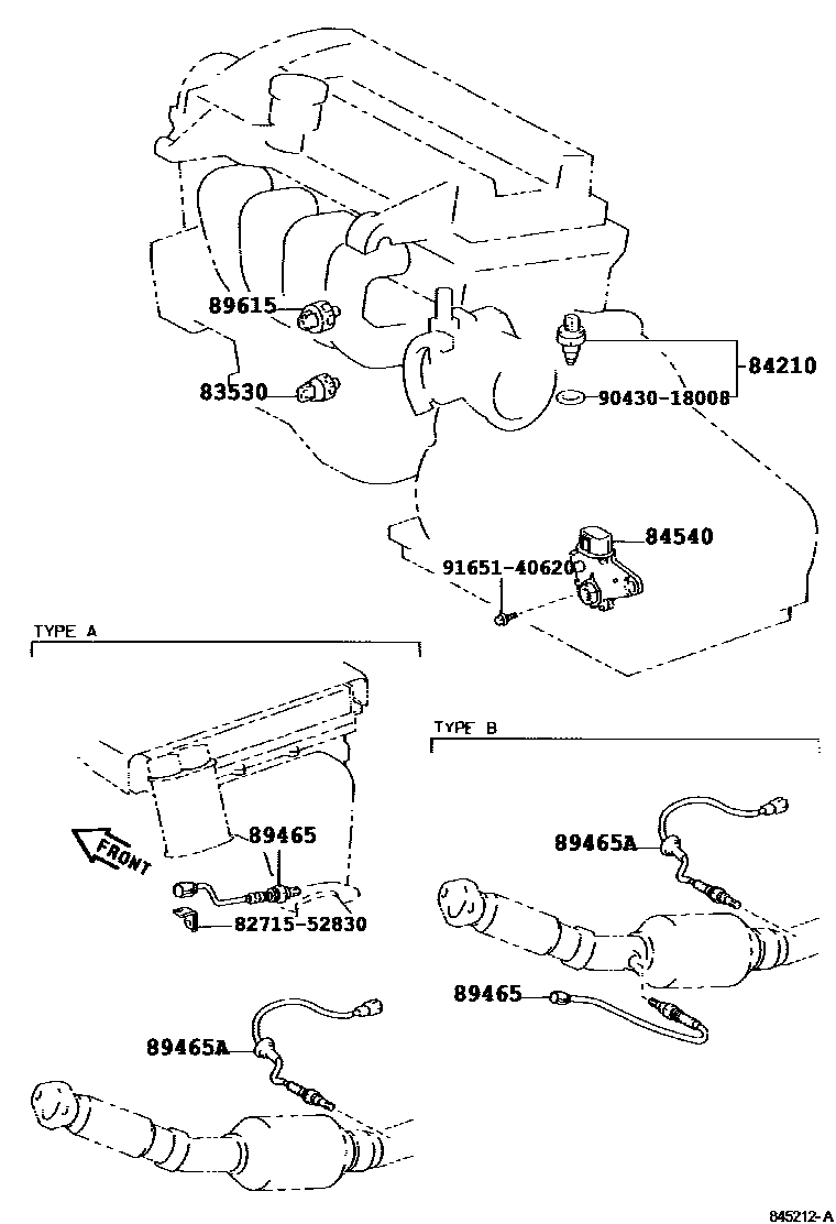 Toyota YARIS 开关和继电器和ECU EPC diagram — 845212A