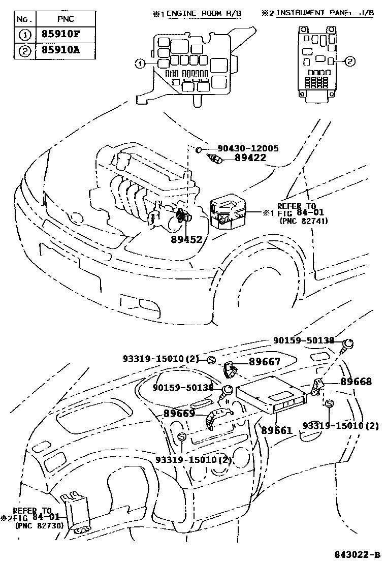 Toyota YARIS 电子燃油喷射系统 EPC diagram — 843022B