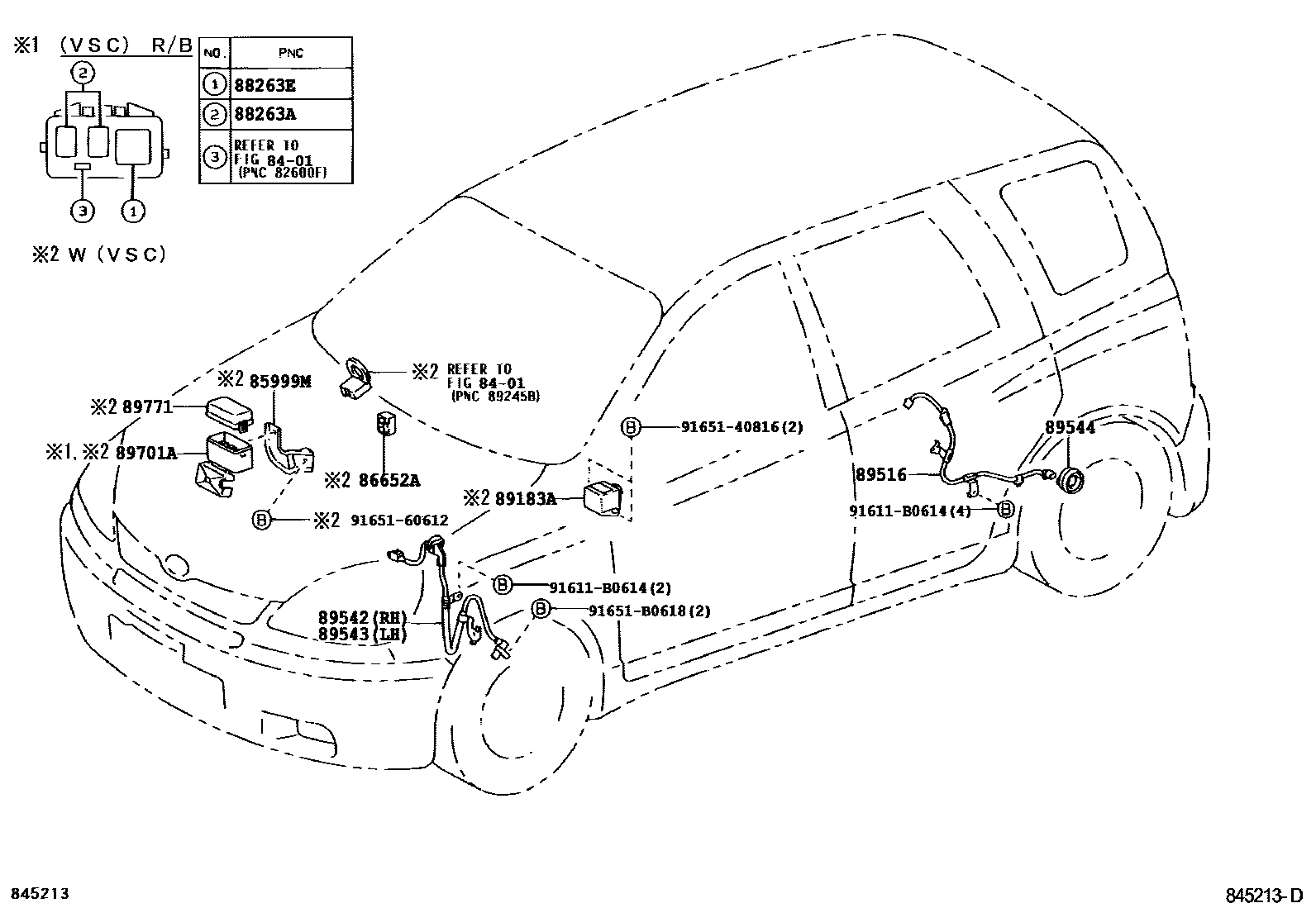 Toyota YARIS ABS 和 VSC EPC diagram — 845213D