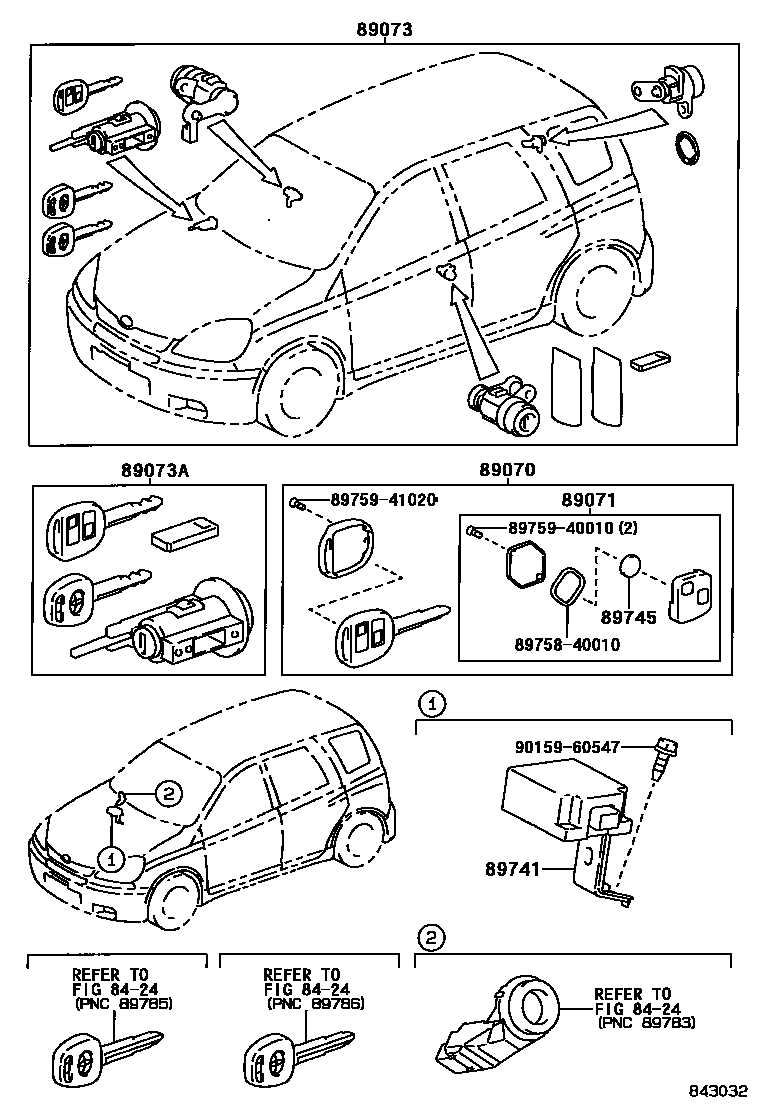 Toyota YARIS 遥控门锁 EPC diagram — 843032
