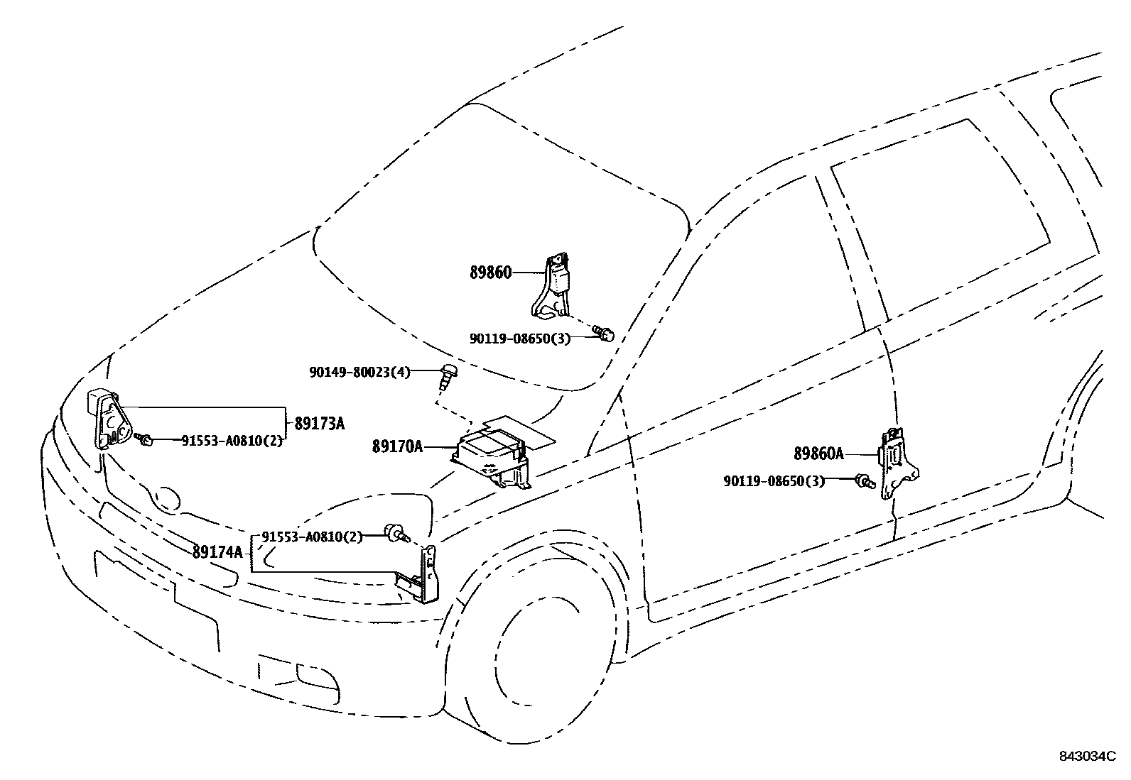 Toyota YARIS 空气囊 EPC diagram — 843034C