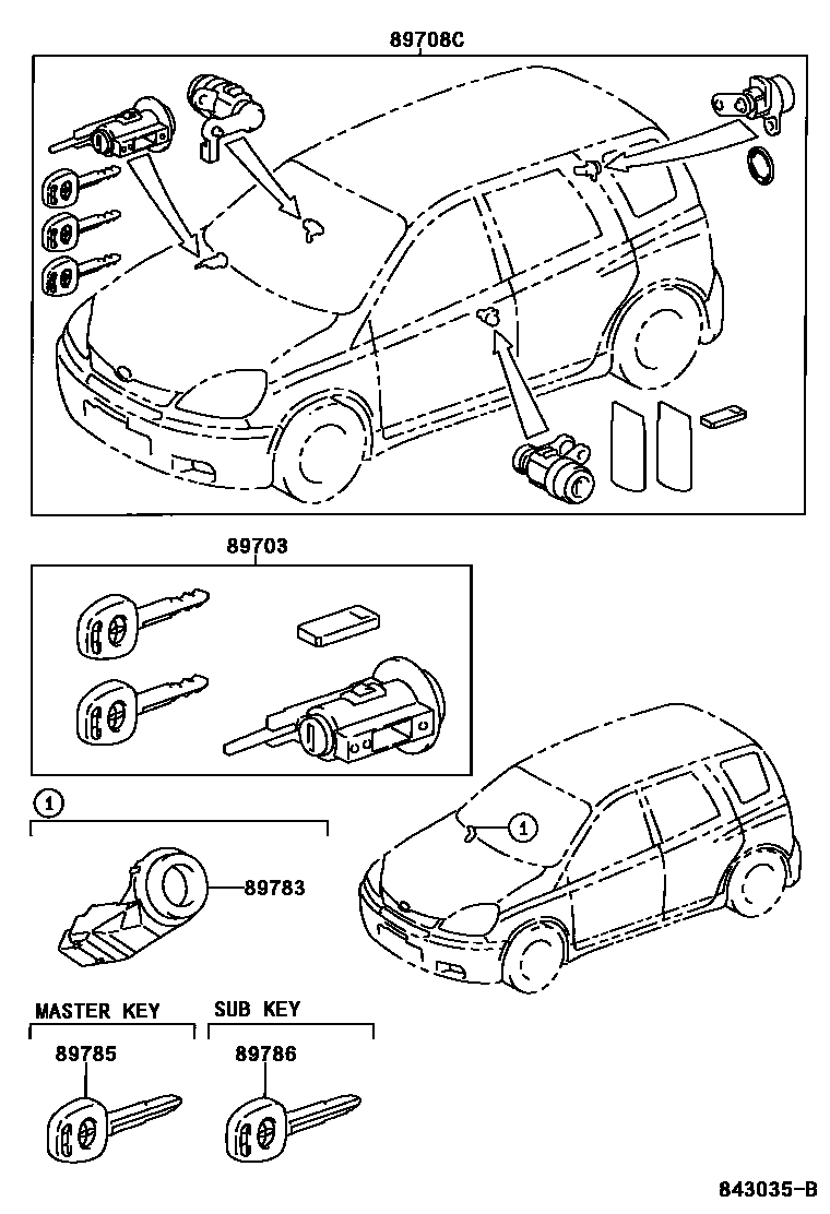 Toyota YARIS 防盗装置 EPC diagram — 843035B