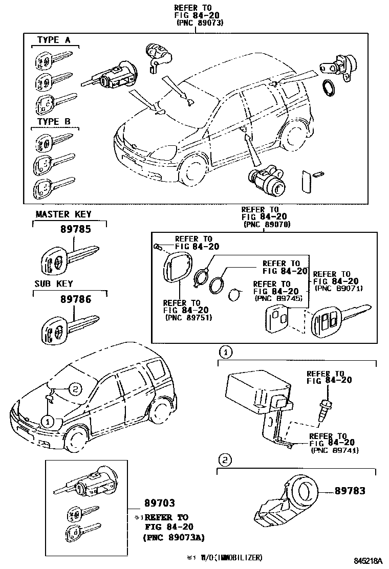 Toyota YARIS 防盗装置 EPC diagram — 845218A