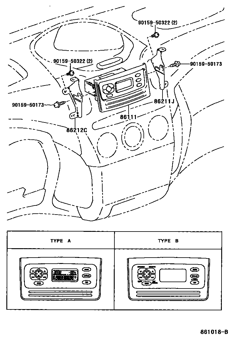 Toyota YARIS 导航和前监视器显示屏 EPC diagram — 861018B
