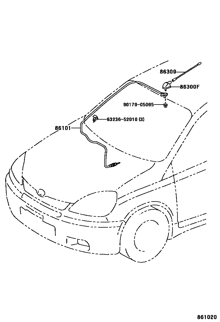 Toyota YARIS antenna EPC diagram — 861020