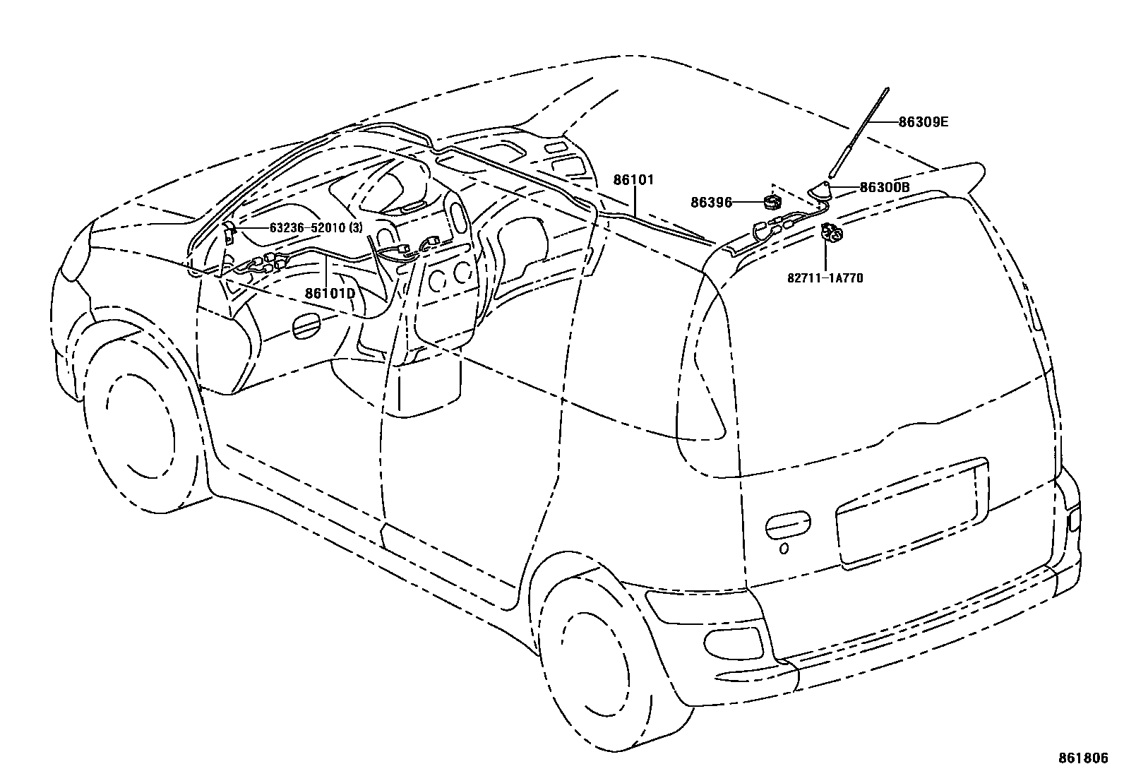 Toyota YARIS antenna EPC diagram — 861806