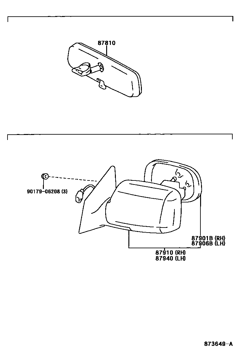 Toyota YARIS 后视镜 EPC diagram — 873649A