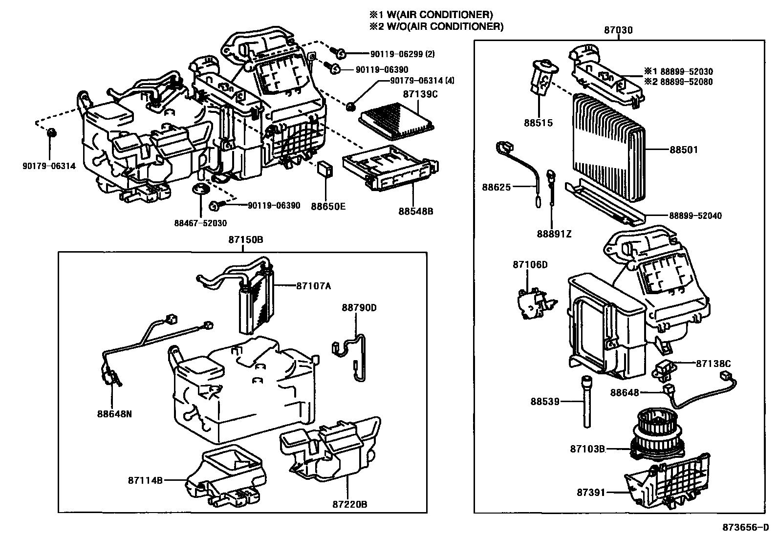 Toyota YARIS 暖风和空调系统 - 冷却器组件 EPC diagram — 873656D