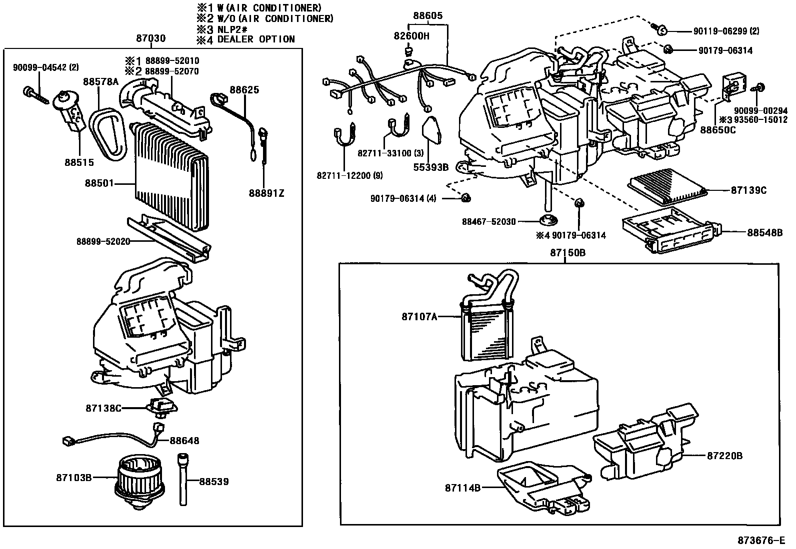 Toyota YARIS 暖风和空调系统 - 冷却器组件 EPC diagram — 873676E