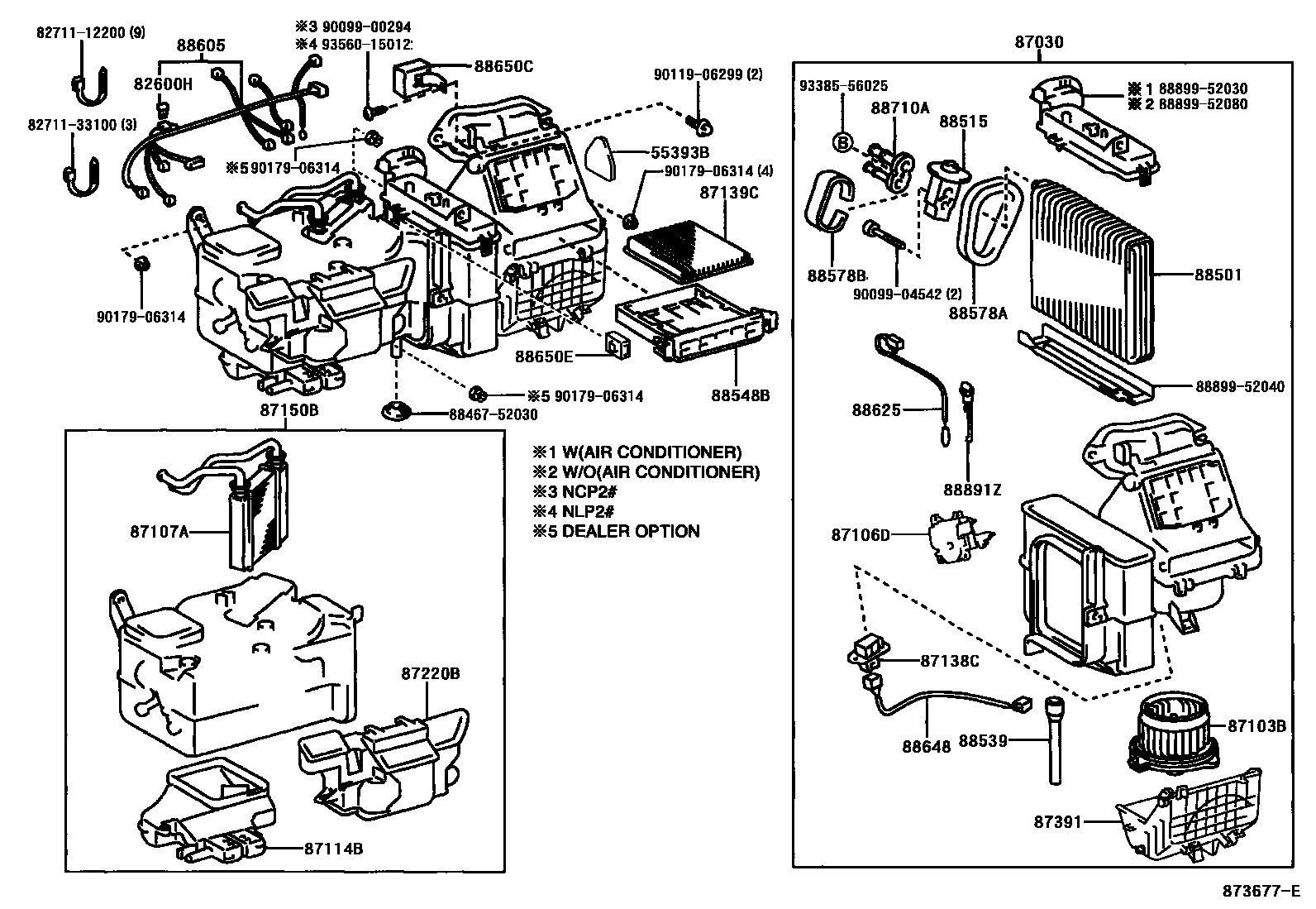 Toyota YARIS 暖风和空调系统 - 冷却器组件 EPC diagram — 873677E