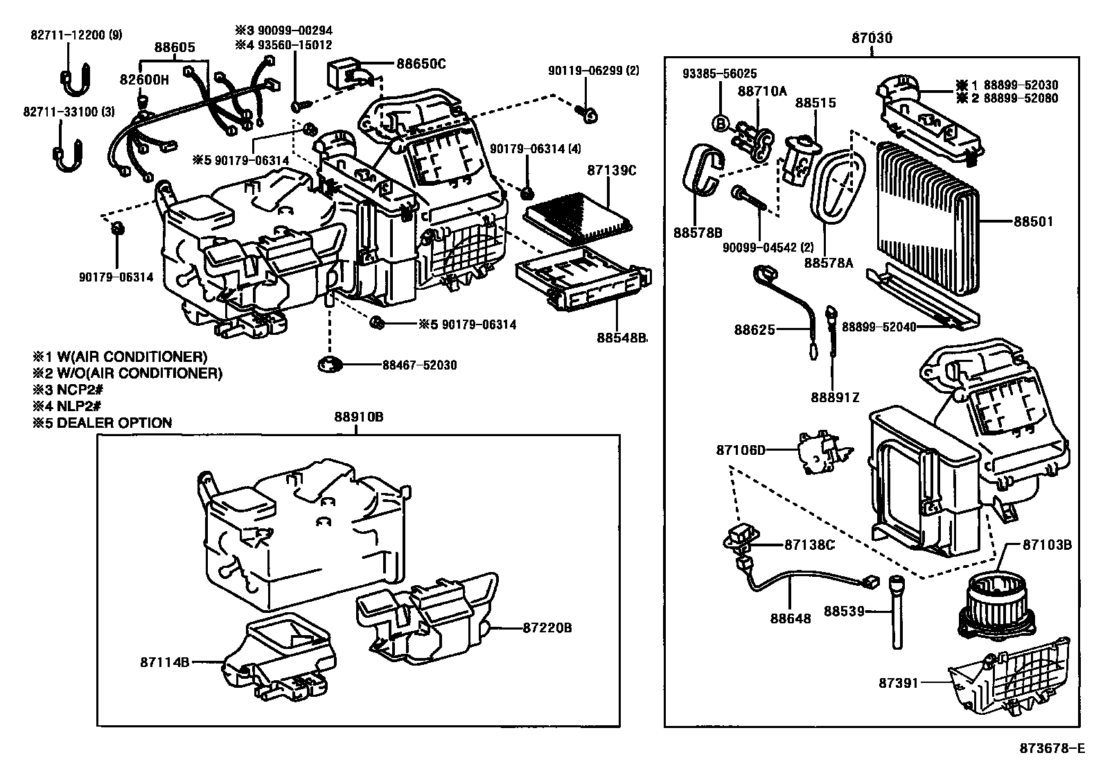 Toyota YARIS 暖风和空调系统 - 冷却器组件 EPC diagram — 873678E