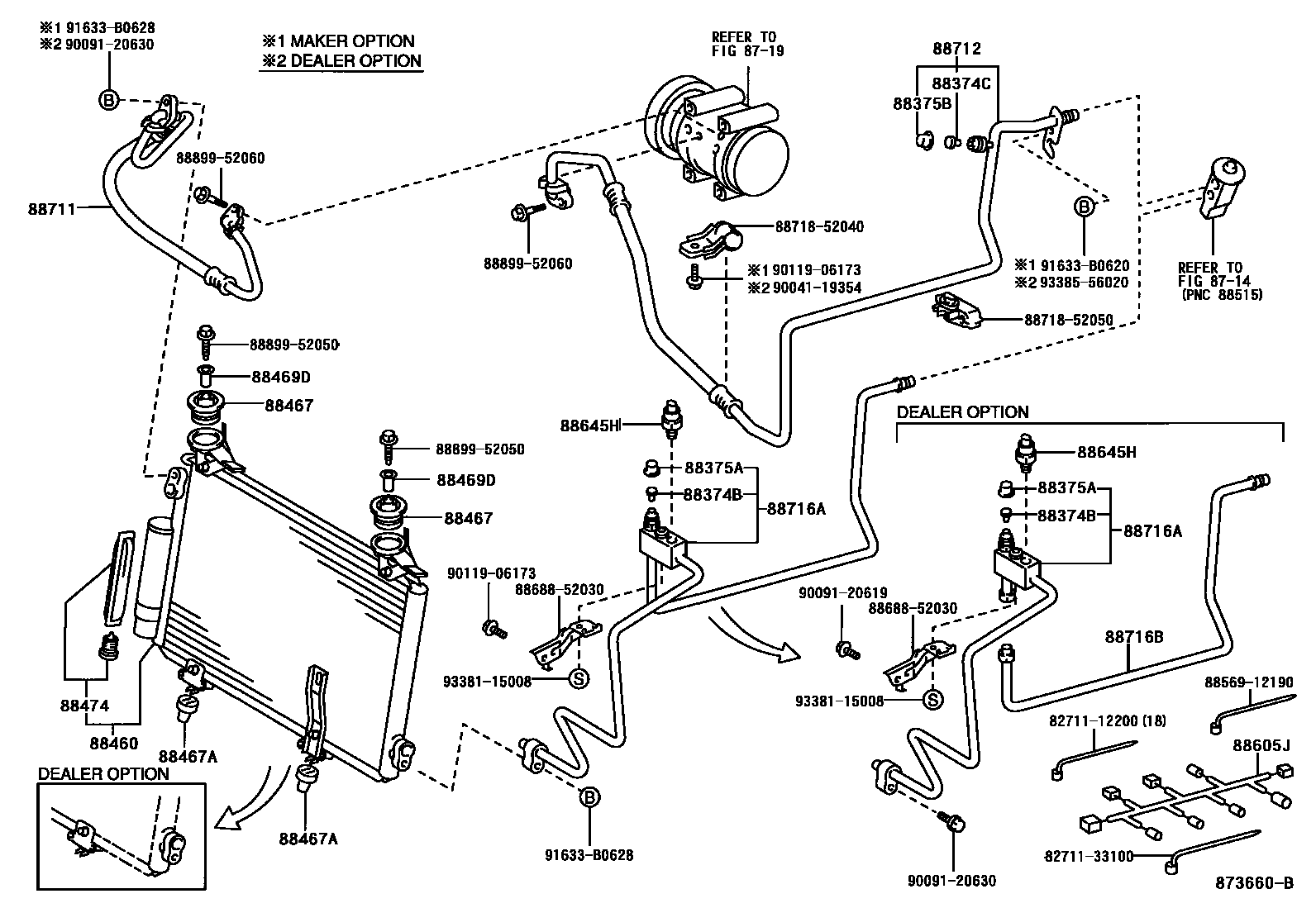 Toyota YARIS Heating & Air Conditioning - Cooler Piping EPC diagram — 873660B