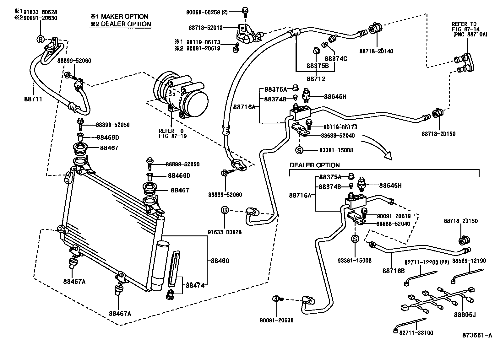 Toyota YARIS Heating & Air Conditioning - Cooler Piping EPC diagram — 873661A