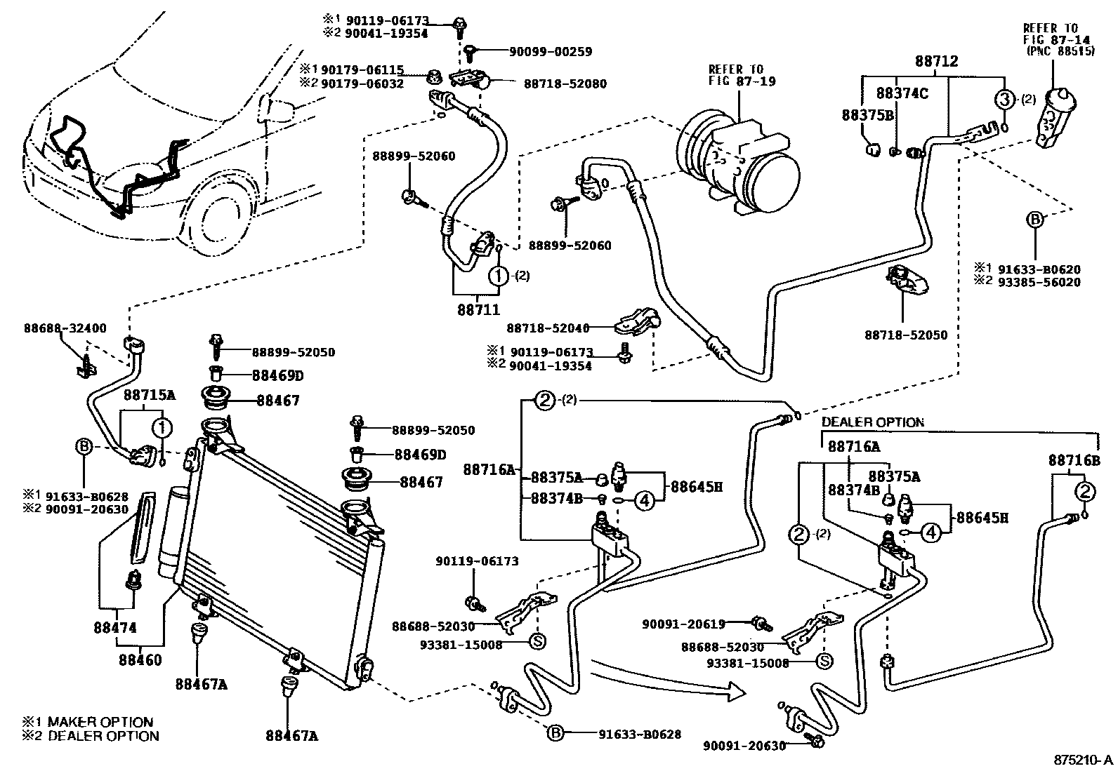 Toyota YARIS Heating & Air Conditioning - Cooler Piping EPC diagram — 875210A