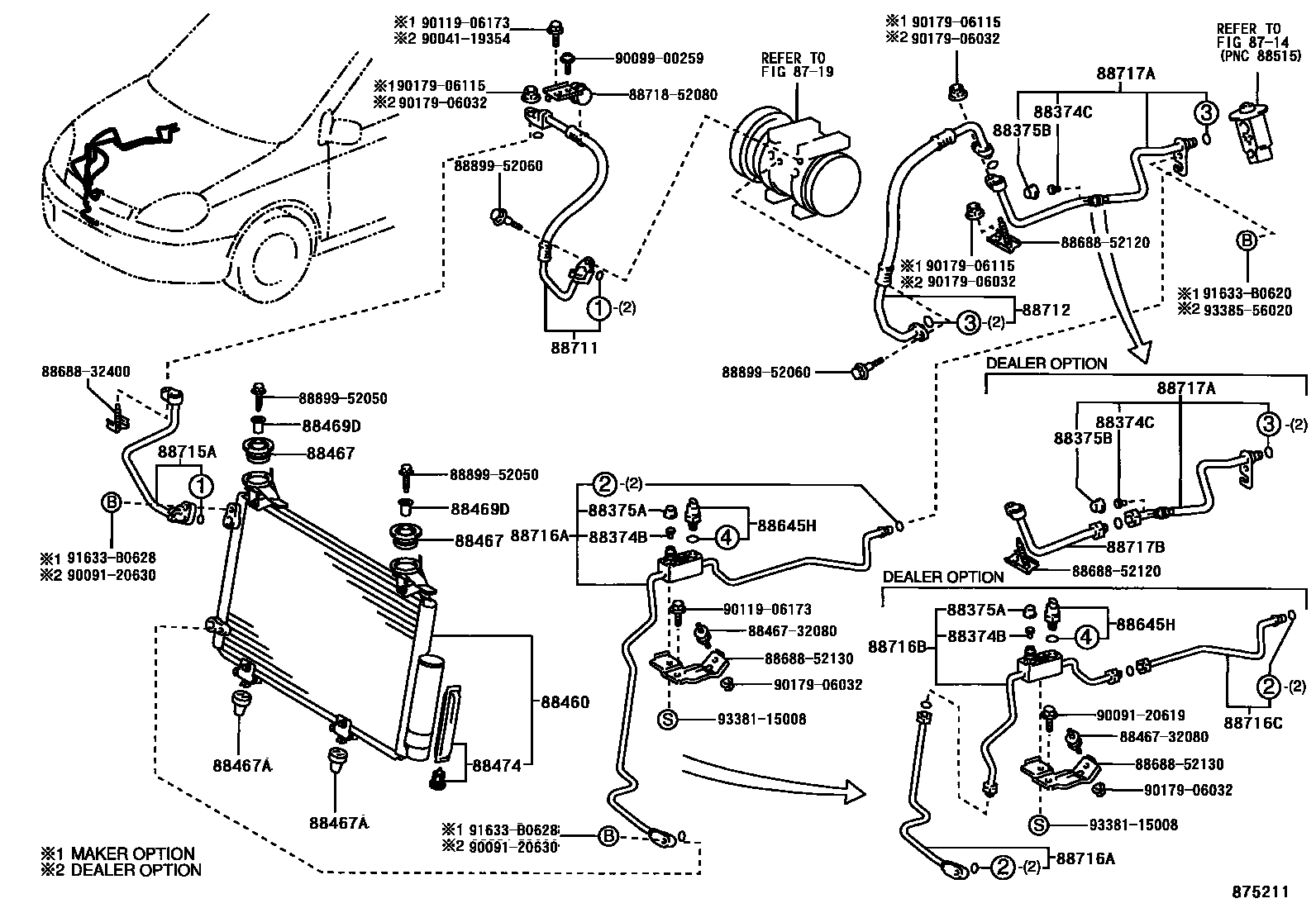 Toyota YARIS Heating & Air Conditioning - Cooler Piping EPC diagram — 875211