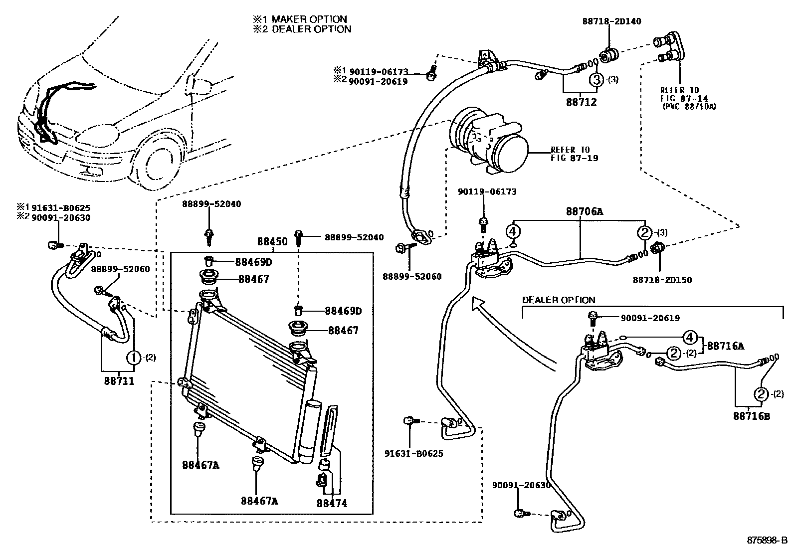 Toyota YARIS Heating & Air Conditioning - Cooler Piping EPC diagram — 875898B