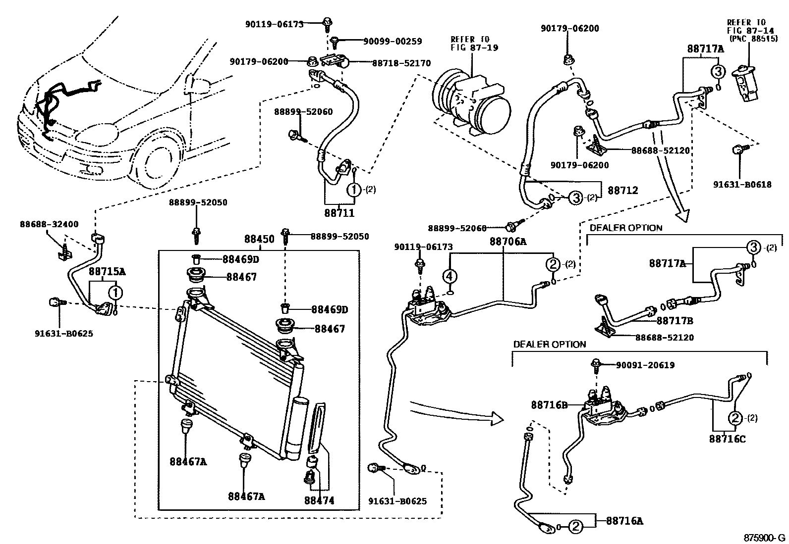 Toyota YARIS Heating & Air Conditioning - Cooler Piping EPC diagram — 875900G