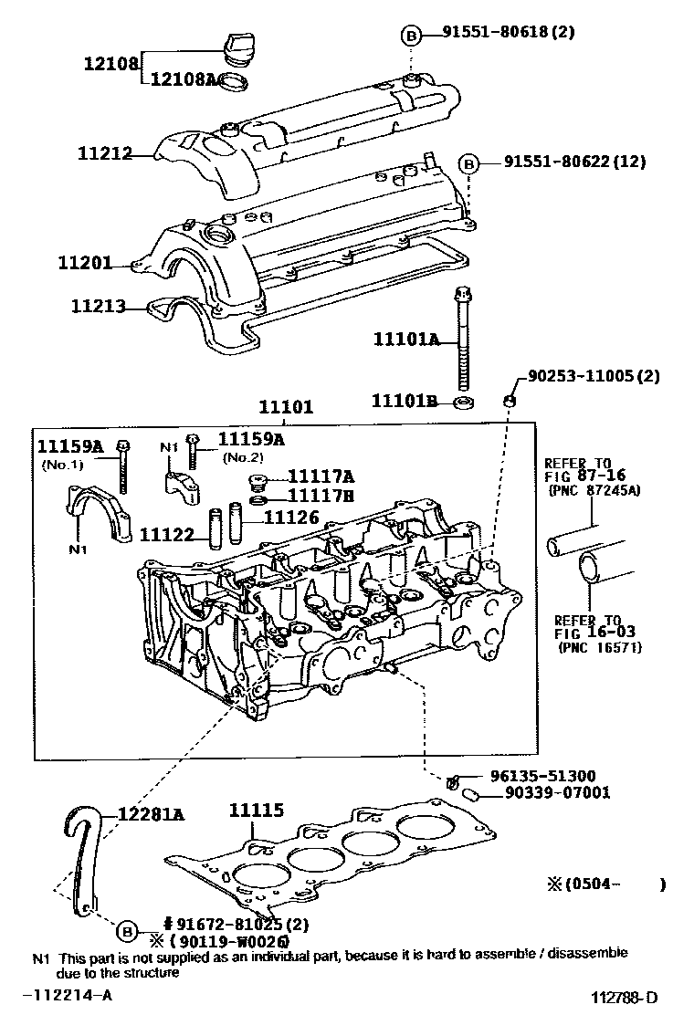 Toyota YARIS Cylinder Head EPC diagram — 112788D
