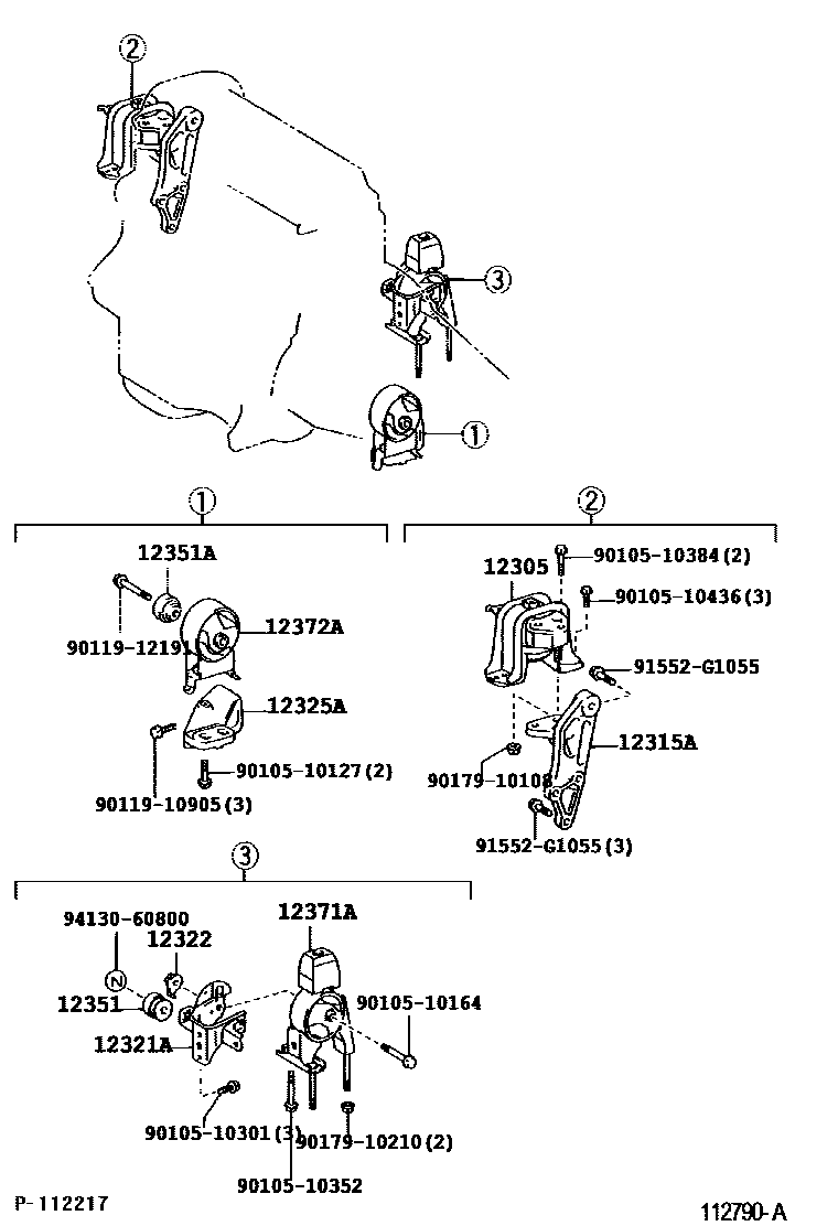 Toyota YARIS Engine Mounting EPC diagram — 112790A