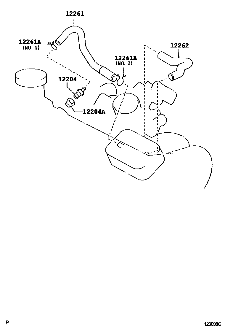 Toyota YARIS Ventilation Hose EPC diagram — 120098C