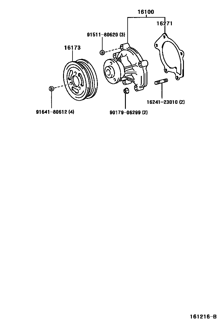 Toyota YARIS Water Pump EPC diagram — 161216B