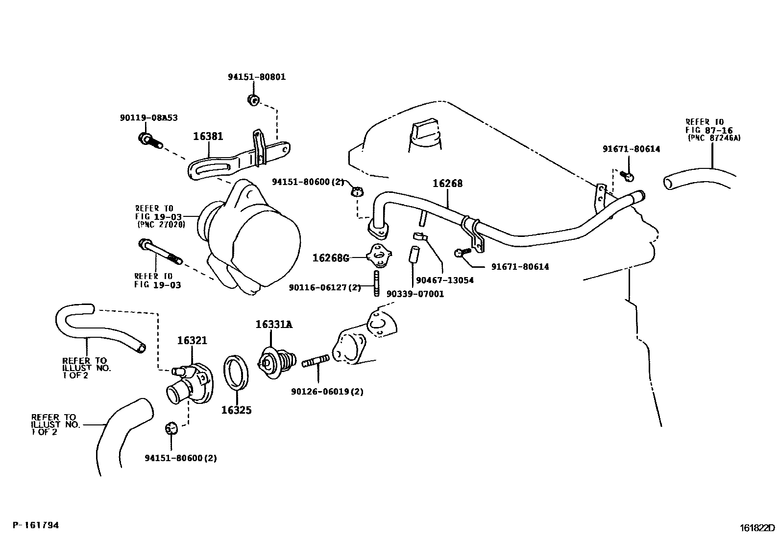 Toyota YARIS RADIATOR & WATER OUTLET EPC diagram — 161822D