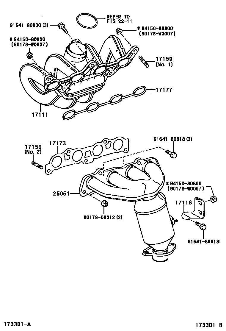 Toyota YARIS Manifold EPC diagram — 173301B